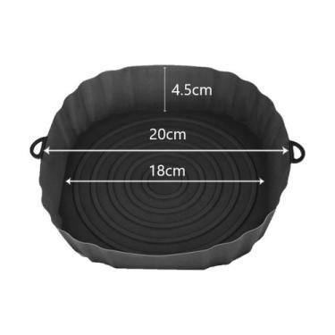 Imagem de Bandeja Panela Forro Forma de Silicone Para Airfryer 18cm, Preto
