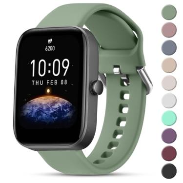 Imagem de Vanjua Pulseiras para Amazfit Bip 3 / Bip 3 Pro / Bip 3 Pro / Bip / Bip Lite / Bip S / Bip S lite / Bip U, pulseira de substituição de silicone macio de liberação rápida de 20 mm para Amazfit GTR mini