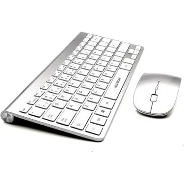 Imagem de Teclado Sem Fio Compacto, Design Ergonômico, Teclas Silenciosas, Prata