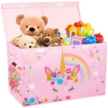 Imagem de Organizador de Brinquedos Dobrável Mabahoo Large com Tampa Rosa