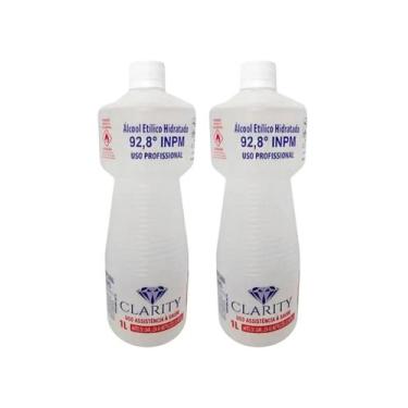 Imagem de Kit com 2und Álcool Etílico Hidratado 92% INPM Bactericida 1 Litro 1L 