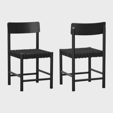 Imagem de Kit 2 Cadeiras Amber Madeira Maciça Assento Trançado Corda