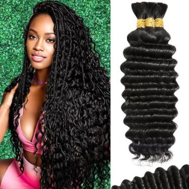 Imagem de Cabelo trançado humano Afihond Deep Wave 120g 18 polegadas 3 pacotes