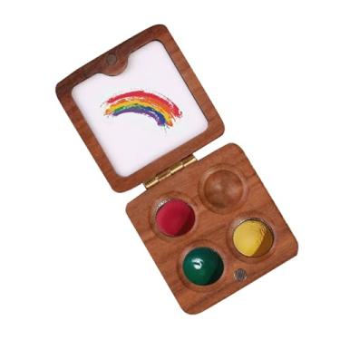 Imagem de Mini paleta de aquarela portátil, paleta de tinta minúscula de cores de madeira, paleta magnética de caderno de esboços para cor de água, guache, tinta acrílica, pequena bandeja de pintura de viagem