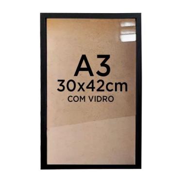 Imagem de Moldura Quadro Caixa 3cm A3 30x42cm Foto Poster Ilustração com Vidro -