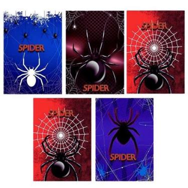 Imagem de Kit 5 Caderno Aranha Brochurão Capa Dura 96 Folhas Costurado - Maxima 