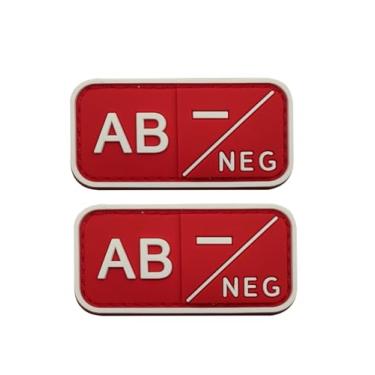 Imagem de Ruoming 2 peças externas 3D PVC borracha macia tipo sanguíneo médico, crachá de gancho de resgate, emblema de moral, acessório DIY (vermelho e branco AB-)