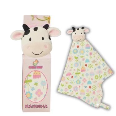 Imagem de Naninha Para Bebê Porta Chupeta Bichinhos - Criativa, Vaquinha