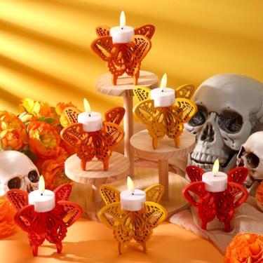 Imagem de LemonRoad 12 peças Dia dos Mortos Porta-velas de Borboleta de Madeira Oco Día De Los Muertostable Centro de Mesa para Decoração de Mesa Mexicana Dia dos Mortos Altar Decoração de Halloween