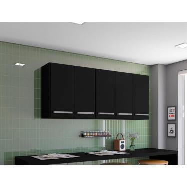 Imagem de Armario Aereo Suspenso 4 Portas Preto Santorini Bela Casa