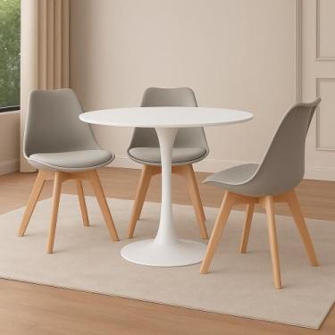 Imagem de Kit 3 Cadeiras De Jantar Empório Tiffany Saarinen Base Wood - Lar Text