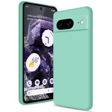 Imagem de Btstring Capa para Google Pixel 8, capa de silicone macio com proteção de câmera atualizada, capa fina à prova de choque com forro de microfibra antiarranhões, verde menta