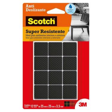 Imagem de Protetor antideslizante Scotch quadrado preto Médio 12 unid 