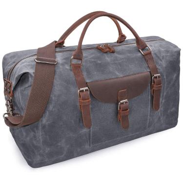 Imagem de Bolsa de Viagem de Couro com Necessaire, NEWHEY 2056, Cinza