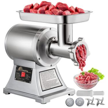 Imagem de Moedor de Carne Elétrico Profissional, Até 249 kg, H, Aço Inoxidável, 1100W, 110v, HAPPYBUY Meat Grinder, Prateado