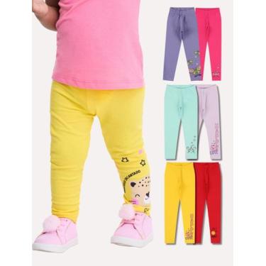 Imagem de Kit Sortido de 5 Calças Leggings de Cotton para Meninas Roupa Infantil