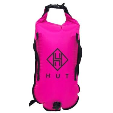 Imagem de Bolsa seca HUT Swim Buoy – Bolsa de secagem impermeável para nadadores de água aberta, triatletas. Boia de natação de alta visibilidade, duas câmaras de ar – seja vista como segura (28L)