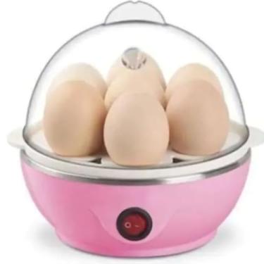Imagem de Cozedor de Ovos Elétrico Automático Bivolt | Máquina para Cozinhar 7 Ovos ao Ponto (Mole, Médio, Duro) | Cor Branca | Praticidade e Segurança para Cozinha (Rosa)
