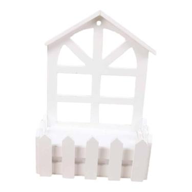 Imagem de Baoblaze Vaso de flores artificial, cerca de madeira, recipiente de caixa resistente, pendurado na parede para decoração de casa de fazenda, Cabeça de Ponta