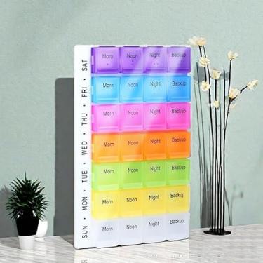 Imagem de Caixa de comprimidos semanal, estojo portátil para pílulas, organizador de medicamentos, organizador de pílulas, grande compartimento, caixa de tablet para medicamentos diários e suplementos