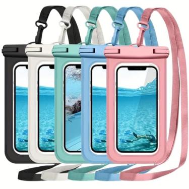 Imagem de Bolsa de telefone preta à prova d'água para iPhone 16 15 14 13 12 Pro Max XS Samsung, IPX8 3D bolsa seca para celular essenciais de praia