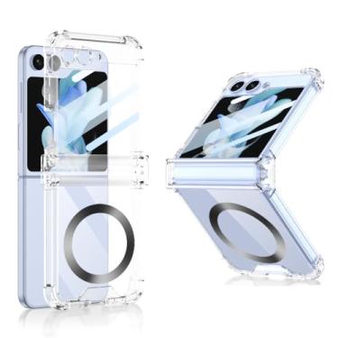 Imagem de Capa de airbag para samsung galaxy z flip 5 4 flip4 z flip5 capa de carga transparente, transparente, para samsung z flip 5