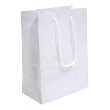 Imagem de Sacola de Papel, 10 Ou 20 Ou 30 Sacolas Branca de Papel 20x30x11 Festas, Cosméticos, Lingeries, Celulares, óculos, Roupas, Sandálias.(20 unidades)