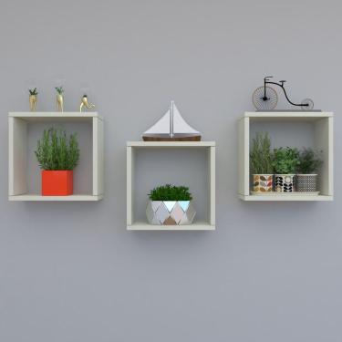 Imagem de Kit Com 3 Nichos Decoração Para Quarto Nude 30x30x12cm