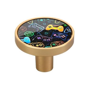Imagem de Blueangle Pacote com 4 puxadores de armário coloridos para controles de videogame de 3,5 cm, puxadores redondos de gaveta para cômoda e armários de cozinha (448)