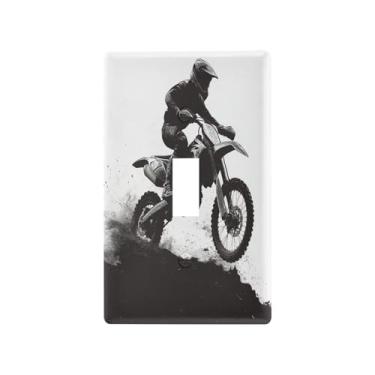 Imagem de Blueangle Capa para placa de parede para interruptor de luz - Motocross Rider Light Switch Cover Decorativa Placa de Parede, Tamanho 1 - Gangue 4,53 x 2,76 polegadas (372)