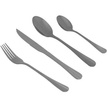 Imagem de Faqueiro 24 Peças Aço Inox Positano Preto Lyor