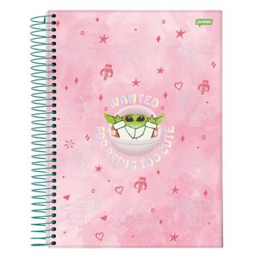 Imagem de Caderno Universitário 1 Matéria Espiral Capa Dura 80 Folhas Baby Yoda Jandaia Wanted For Being Too Cute