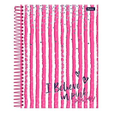 Imagem de Caderno Espiral Universitário A4 Capa Dura 10 Matérias 200 Folhas Pink Power Foroni Estampa 1
