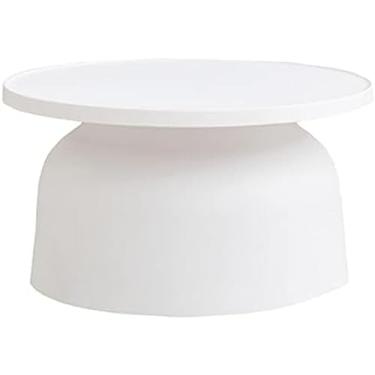 Imagem de Sofá Mesa Lateral Mesa De Cabeceira Criado-mudo Nórdico Mesa De Centro De Plástico Pequena Mesa Redonda Mesa De Canto Para Sala De Estar Quarto Varanda,Branco,47 X 46 Cm,Constructive23