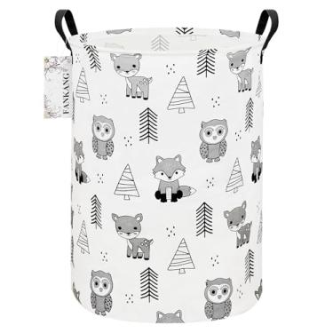 Imagem de FANKANG Cesta de armazenamento, cesto de roupa suja de lona dobrável com revestimento PE impermeável cestas grandes de armazenamento para crianças, meninos e meninas, escritório, quarto, roupas