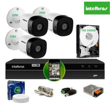 Imagem de Kit Intelbras 3 Cam G4 Dvr 4ch Mhdx H.265 Com Hd 160giga