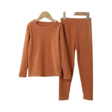 Imagem de Conjunto De Roupa Térmica Infantil 2 Peças Para Meninos, Suéter De Alg