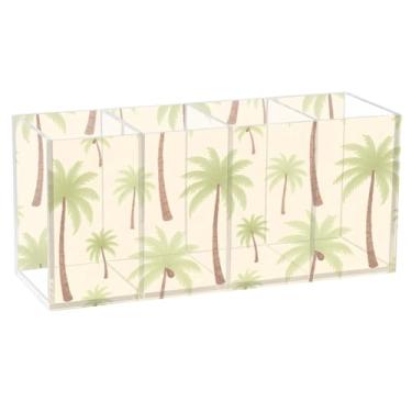 Imagem de Burbuja Porta-canetas de acrílico para coqueiros, 4 compartimentos, suporte de lápis transparente para pincéis de maquiagem, acessórios de mesa de escritório em casa