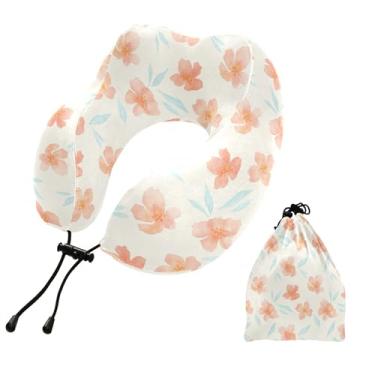 Imagem de Burbuja Almofada de pescoço de flores para viagem, almofada de viagem de espuma viscoelástica para suporte de cabeça de carro de avião dormindo, lavável na máquina e portátil