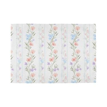 Imagem de Burbuja Jogo americano de flores, conjunto de 4 tapetes de mesa laváveis antiderrapantes, resistentes ao calor, para cozinha, mesa de jantar, ambientes internos e externos