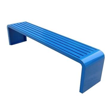 Imagem de Banco de metal para jardim ao ar livre, banco sem costas para parque, sofá sem costas, assentos de móveis, cadeira de pátio, 2-3 pessoas, ideal para gramado e ambientes internos (branco, 120 cm)