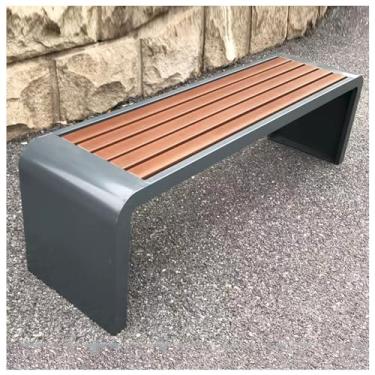 Imagem de Banco de jardim para ambientes externos, banco de metal à prova de intempéries, banco de jardim para jardim, pátio, varanda, parque, quintal, bancos de pátio sem costas, cinza, 100 x 40 x 45 cm