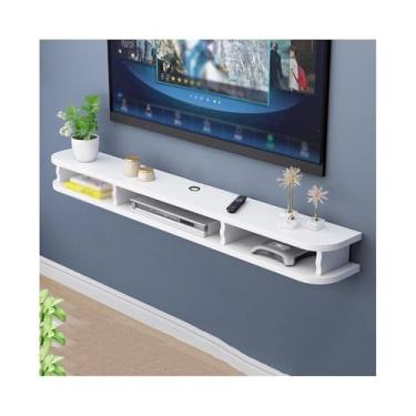 Imagem de CFGH6FDF Suporte de TV flutuante para armário de armazenamento multimídia, suporte de TV flutuante para sala de estar, prateleiras flutuantes armário de armazenamento unidade de parede de mídia