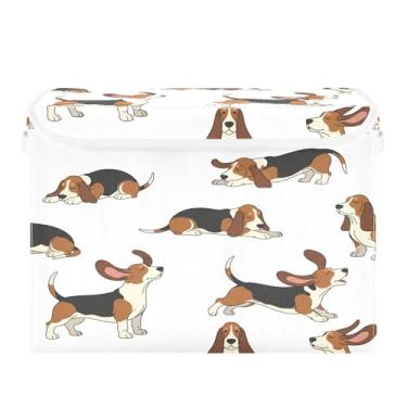 Imagem de Burbuja Caixa de armazenamento para cães com tampa e alças, caixa de armazenamento grande dobrável para prateleiras armário quarto escritório organizador