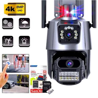 Imagem de Câmera de Segurança WiFi 8x Zoom 2 Lentes HD 1080 Alarme Detecção de m