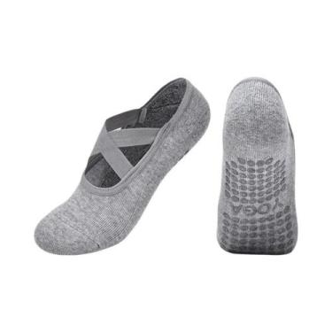 Imagem de Meias De Algodão Antiderrapantes Para Yoga, Pilates E Dança, Com Banda