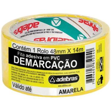 Imagem de Fita para Demarcação de Solo Pvc Amarela 48mmx14mts Adelbras