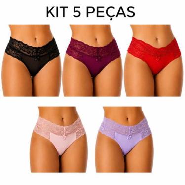 Imagem de Kit 5 Calcinha Em Renda Tanga Lingerie Atacado Revenda - QUALIBELLA LI