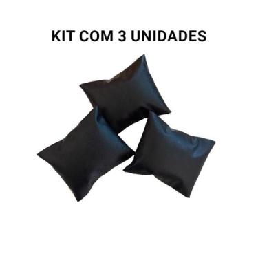 Imagem de Kit 3 Almofadas - Preta - Napa - PEQUENA - J&F