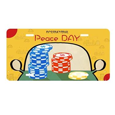 Imagem de DIYthinker Placa de carro com ilustração de arranjo de fichas de cassino etiqueta decoração de carro dia da paz